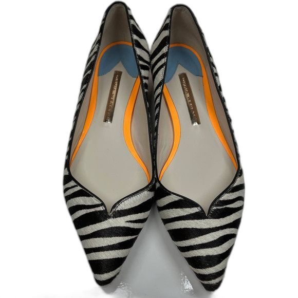 Sophia Webster Loca Zebra Printed Calf Hair Flats Size 37 baddie  retro boho - Picture 1 of 14